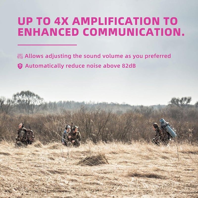 PROHEAR Electronic Ear Protection for Shooting with 4X Sound Amplification, Gun Range Hearing Protection Muffs, NRR 23dB Noise Reduction Headphones for Hunting, Pink - Image 3